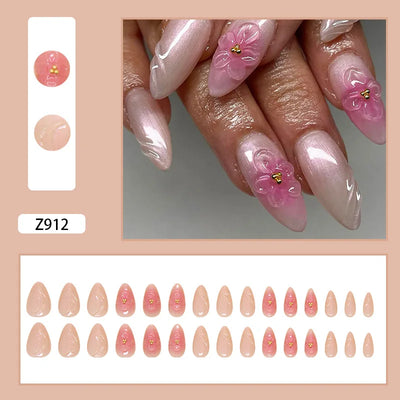 24pcs Flower Design Fake Nail Tips Full Cover - Smarsty