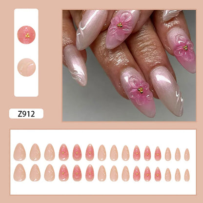 24pcs Flower Design Fake Nail Tips Full Cover - Smarsty
