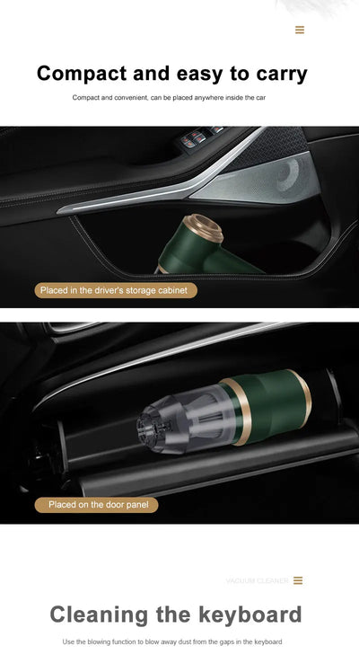 High Power Car Blower Vacuum, 2-in-1 Strong Suction & Blowing, Portable for Auto/Home Cleaning, Dust Removal from Seat/Mat/Trunk - Smarsty