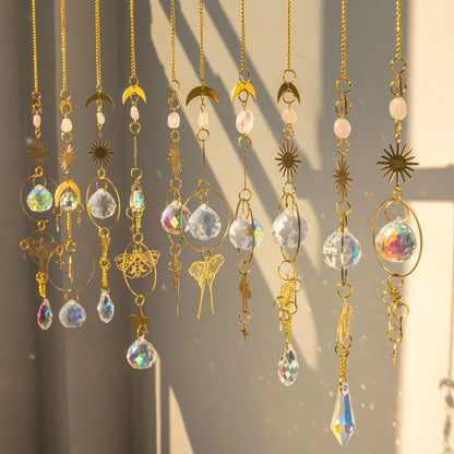 Golden Butterfly Crystal Pendant Suncatcher Wind Chimes - Smarsty