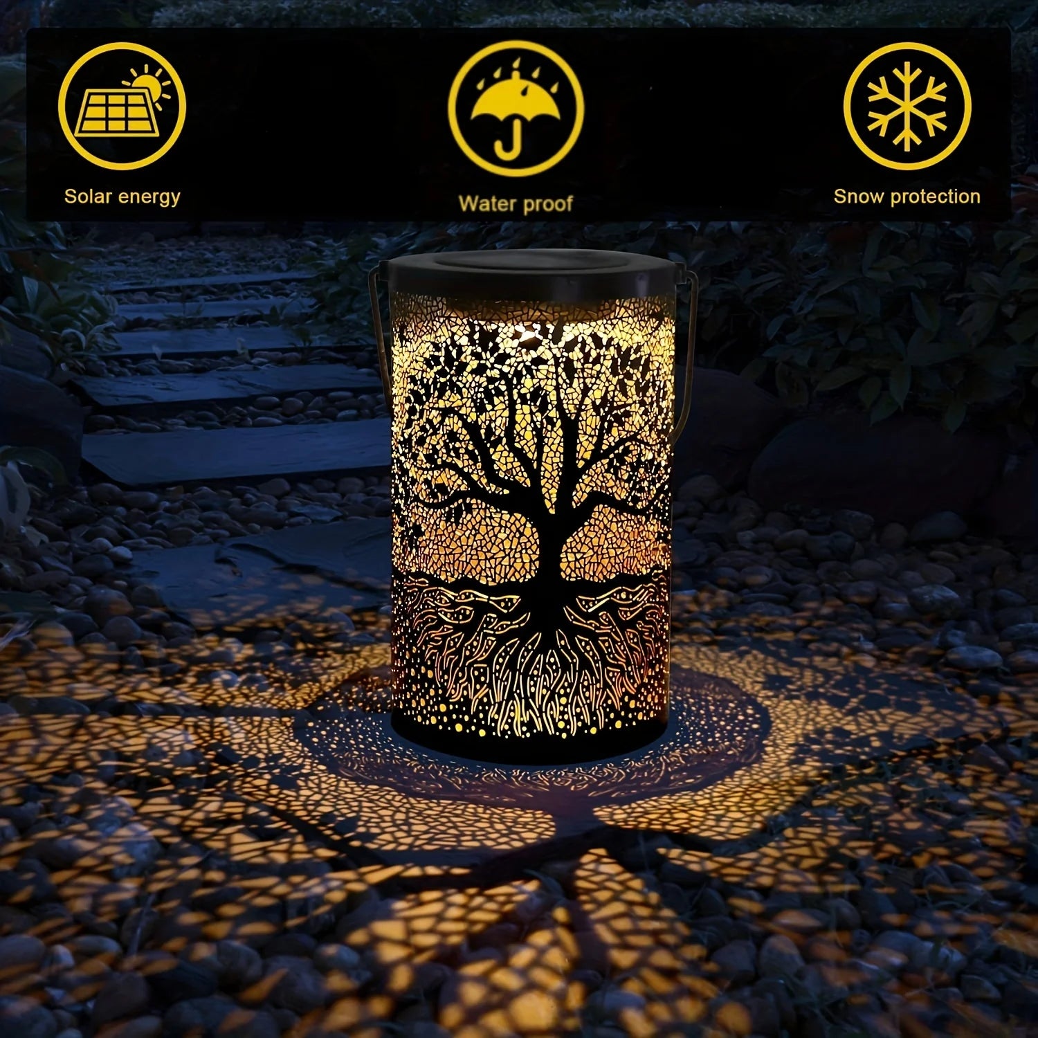 Hanging Solar Lantern Outdoor Waterproof Vintage LED Light - Smarsty