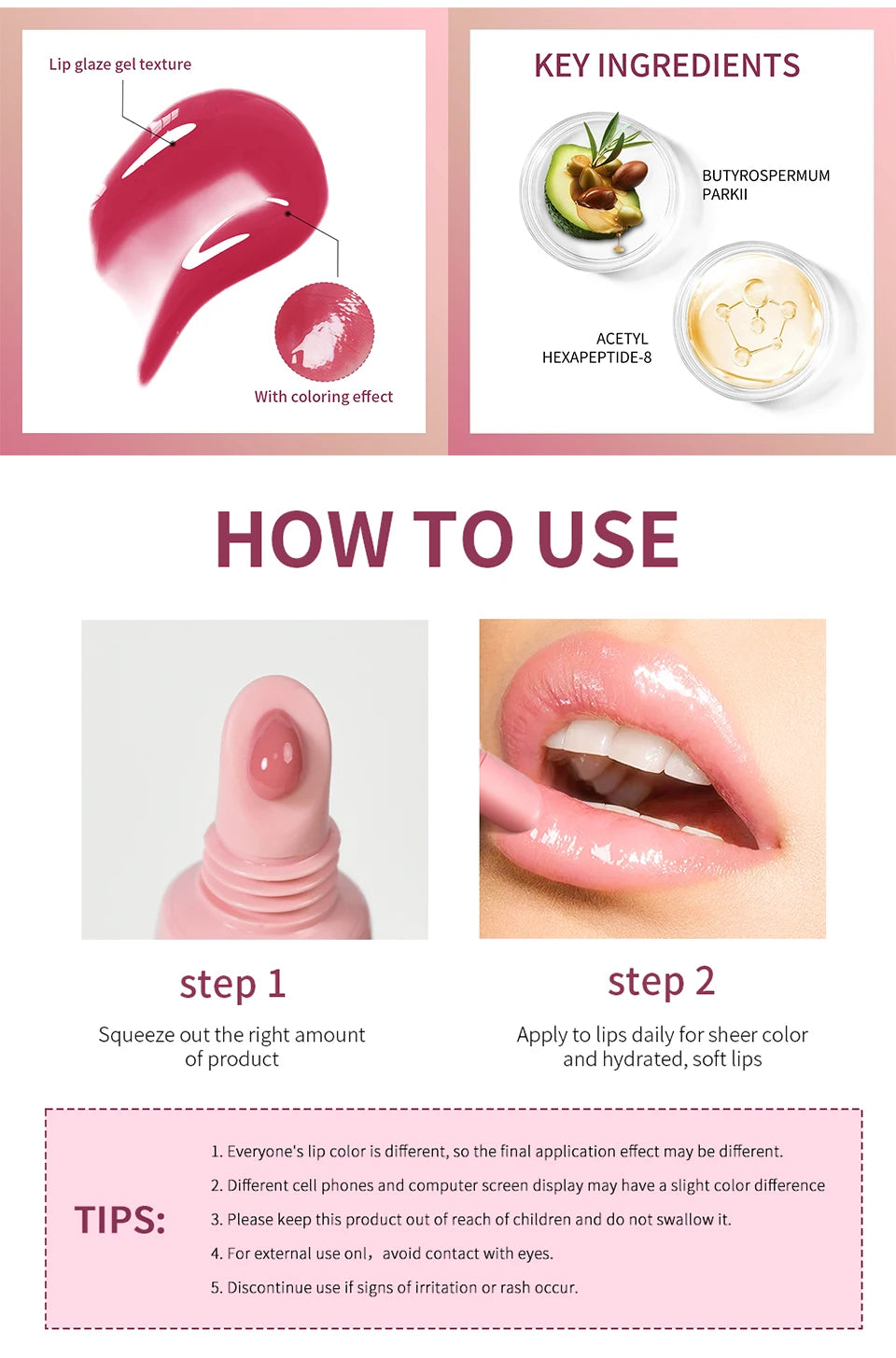 Moisturizing Lip Glaze Oil for Hydrated Lips - Smarsty