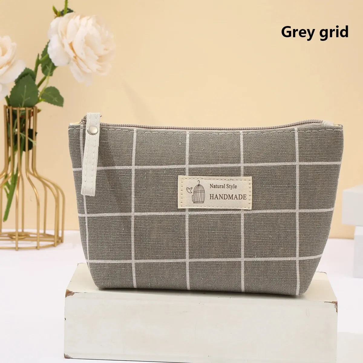 Canvas Cosmetic Bag Zipper Case With Card Holder For Travel - Smarsty
