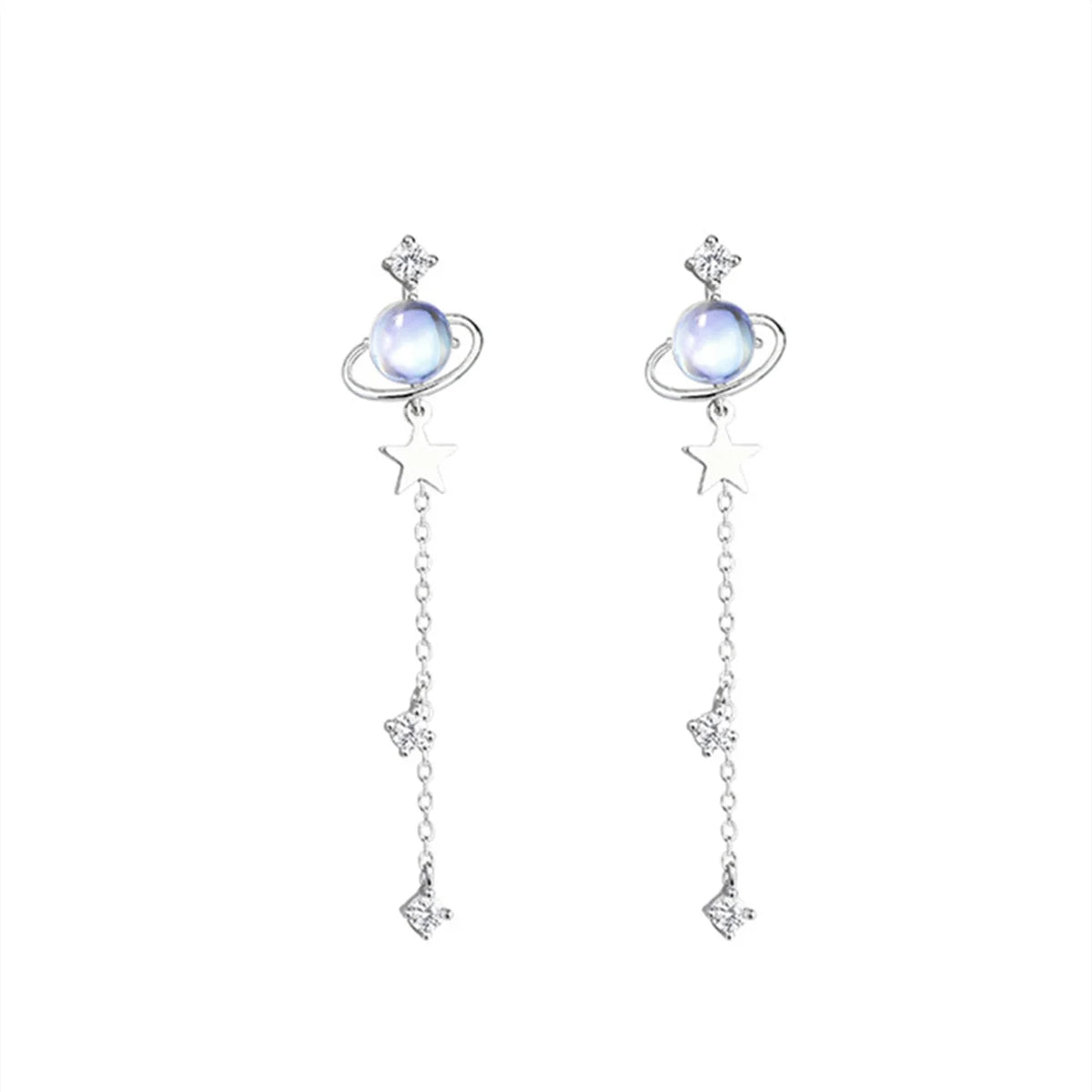 Korean Moon Butterfly Crystal Drop Earrings for Party Women - Smarsty