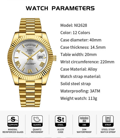 NIBOSI Luxury Stainless Steel Quartz Watch for Men - Smarsty