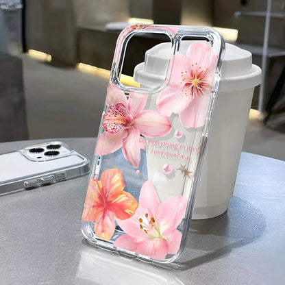 Clear Floral Pattern Phone Case For iPhone 7 To 16 - Smarsty