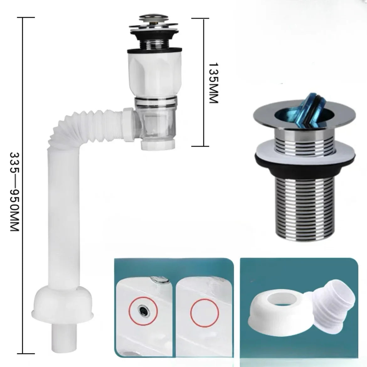 Flip Top Anti-Odor Drain Pipe Set for Kitchen and Bathroom - Smarsty