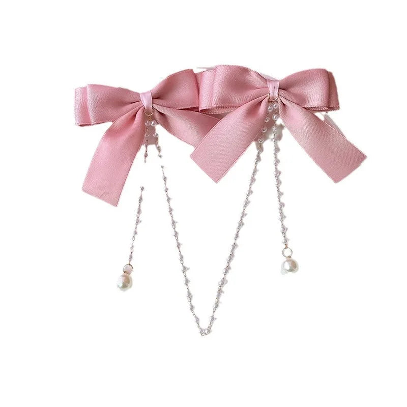 Pink Pearl Bow Hair Clip for Girls Accessories - Smarsty