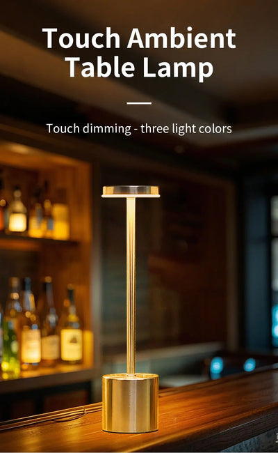 Classic Table Lamp USB Rechargeable Night Light Stepless Dimming Touch Desk Lamp 3 Colors Bedside Lamp Bar Hotel Decoration - Smarsty