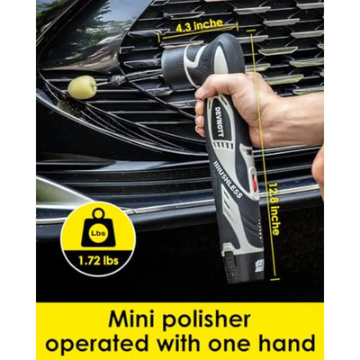 Cordless Mini Polisher 12V Brushless Motor with 2 x 2.5Ah Batteries 2000-5500 RPM Variable Speed for Car Waxing Polishing and S
