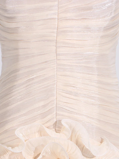 TWOTWINSTYLE Solid Spliced Fungus Slimming Dresses for Women Strapless Sleeveless Patchwork Folds Midi Dress Female Clothing New - Smarsty