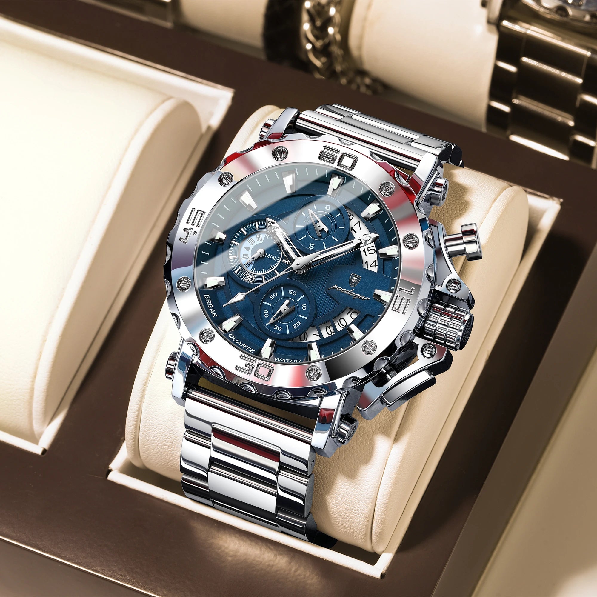 Luxury Waterproof Men's Chronograph Watch with Calendar - Smarsty
