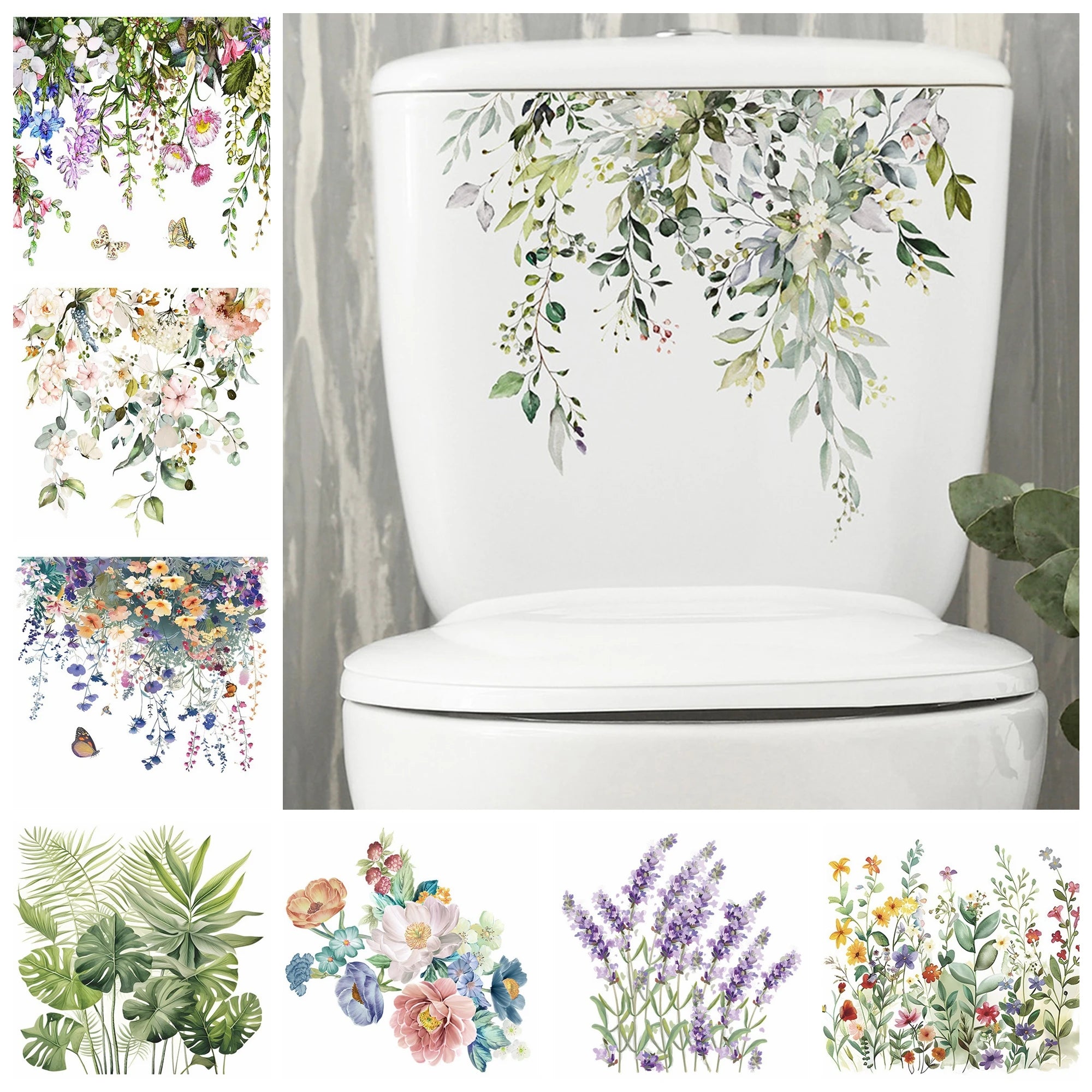 Green Plant Leaves Toilet Wall Sticker for Easy Home Decor - Smarsty