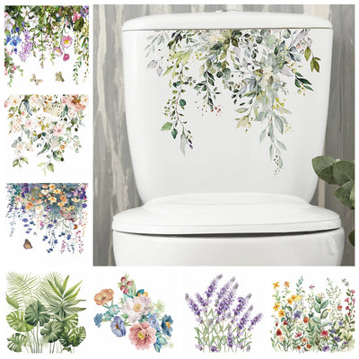 Green Plant Leaves Toilet Wall Sticker for Easy Home Decor - Smarsty