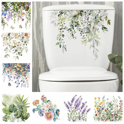 Green Plant Leaves Toilet Wall Sticker for Easy Home Decor - Smarsty