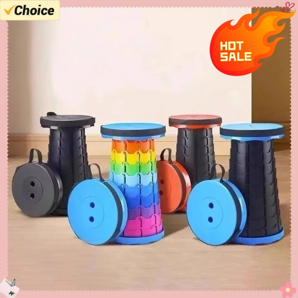 Compact Portable Plastic Folding Telescopic Chair, Lightweight Adjustable Stool for Fishing Beach Camping,Outdoor Foldable Seat