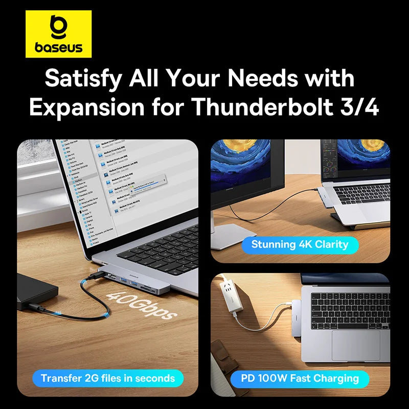 Versatile 4K USB-C Hub with HDMI and Thunderbolt Support