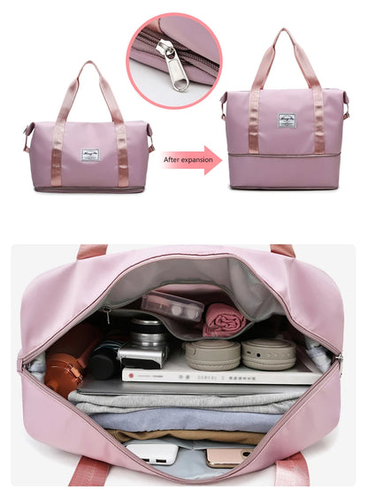 Waterproof Nylon Travel Duffle Bag for Women Large Capacity - Smarsty