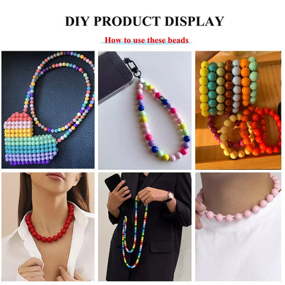 50Pcs 8mm Dual Color Glass Spacer Beads Set For Jewelry - Smarsty