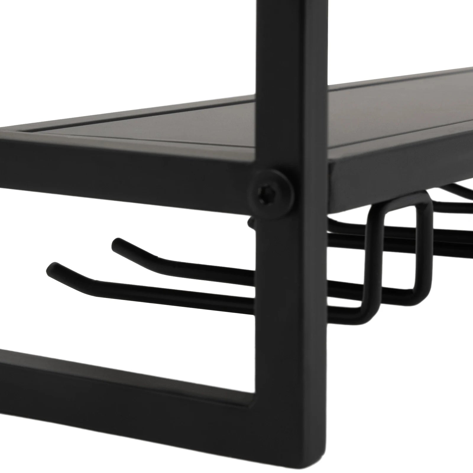 Wall Mounted Wine Rack Glass Holder 12 Bottles 7 Goblet Metal Shelf 2 Layer for Home Bar, 80cm Black - Smarsty