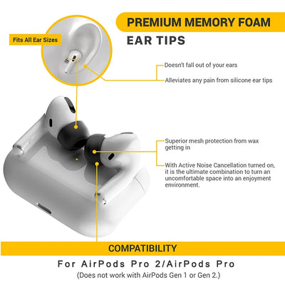 Memory Foam Ear Tips for Apple AirPods Pro 2 - Smarsty