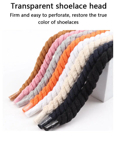 Quality Round Shoelaces Colorful 1CM Thicker Cotton Shoelace Running Sneakers Laces 1Pair 100/120/140CM Boots Shoe laces Shoes - Smarsty