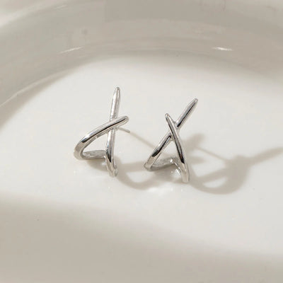 Gold Cross Stud Earrings Dainty Minimalist Lightweight - Smarsty
