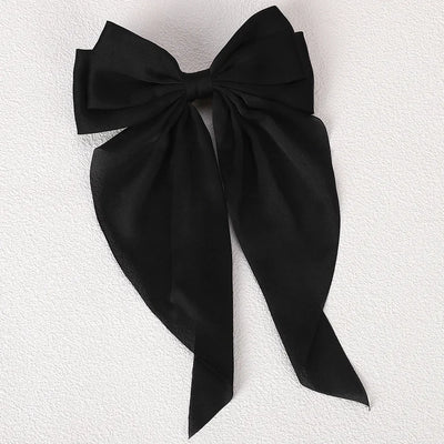 Girls Elegant Big Bow Satin Hair Clip Accessory - Smarsty