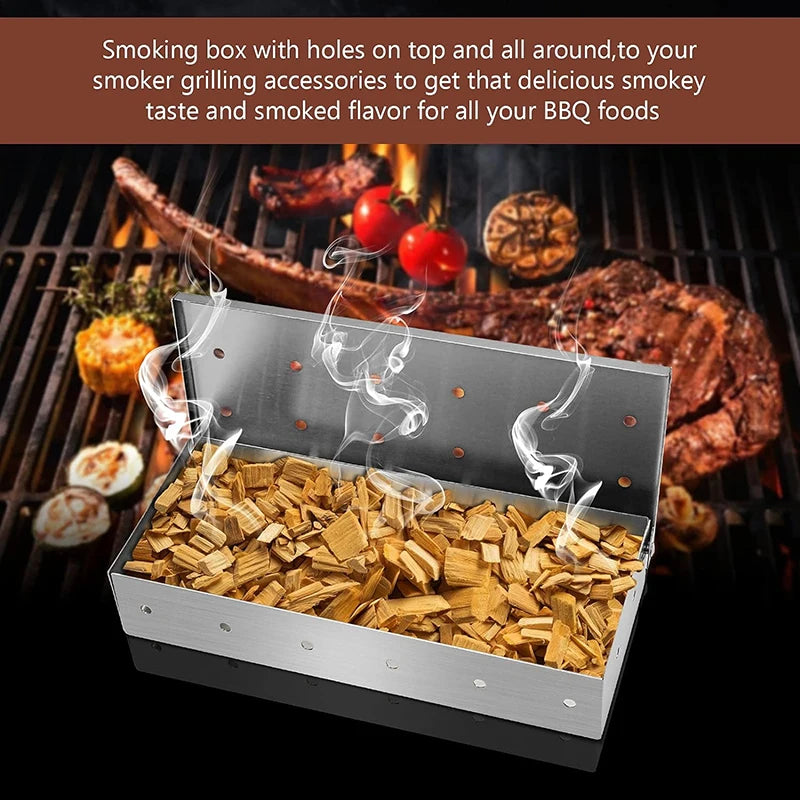 Stainless Steel Smoker Box for Flavorful BBQ Grilling - Smarsty