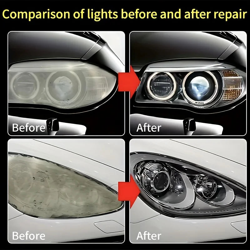 Car Headlight Restoration Polishing Kit - Scratch Remover & Oxidation Cleaner Repair Paste for Headlamp Assembly - Smarsty