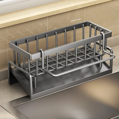 Kitchen Sink Drain Rack Organizer ABS Plastic Self-draining Sink Shelf Soap Sponge Holder Dishcloth Towel Rack filter basket by Smarsty