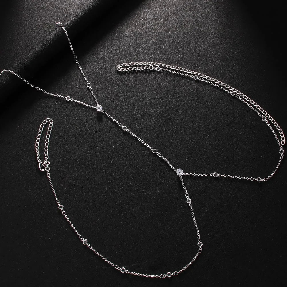Rhinestone Cross Body Jewelry Chain for Beach Fashion - Smarsty