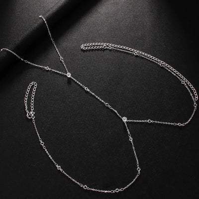 Rhinestone Cross Body Jewelry Chain for Beach Fashion - Smarsty