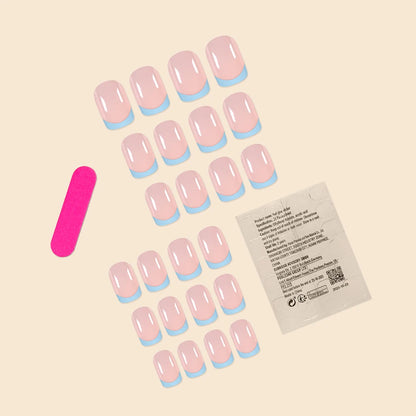 24 Pcs Women Short French Dual Color Press On Nails - Smarsty