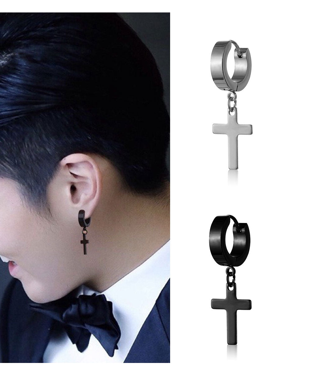Stainless Steel Cross Dangle Earrings for Men and Women - Smarsty