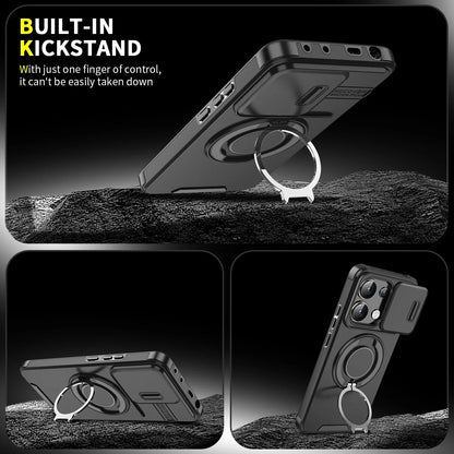 Shockproof Magnetic Case for Redmi Note 14 13 Pro 5G 4G Plus Slide Camera Lens Ring Stand Protect Cover