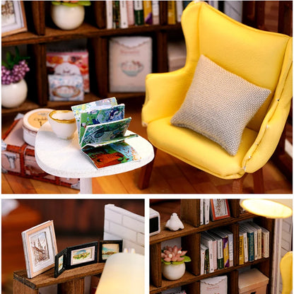 Wooden Mini Miniature Doll House DIY Small House Kit 3D Puzzle Building Assembly House Furniture Toy Children's Birthday Gifts