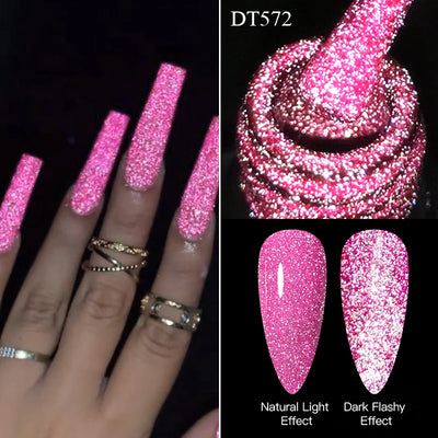 Pink Fluorescent Reflective Gel Nail Polish for Stunning Manicures - Smarsty