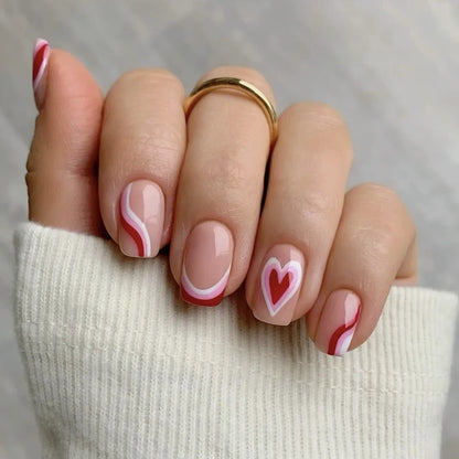 24 Piece Short Square Fake Nails with Colorful French Design - Smarsty