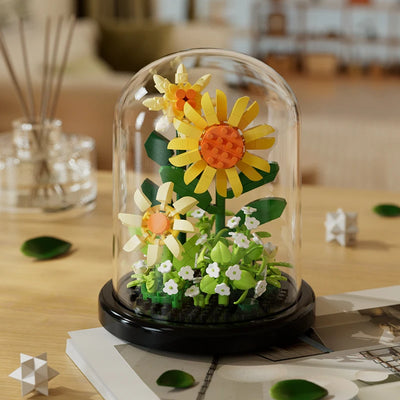 Micro particle building block bouquet handmade gift, children's puzzle toy handmade DIY sunflower desktop decoration ornament - Smarsty