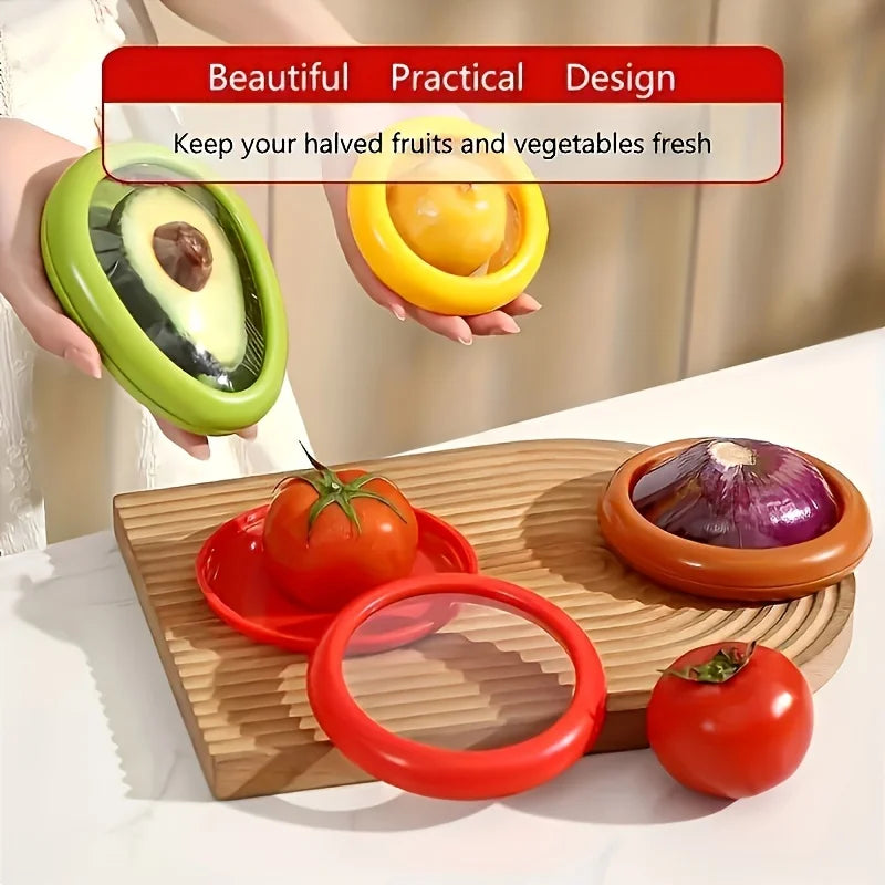 1/4Pcs Silicone Lid Vegetable Crisper Food Storage Box for Scallion  Fruits Kitchen Storage Organization Reusable Accessories