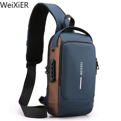 Anti Theft Chest Bag USB Charge Crossbody Sling Pack - Smarsty