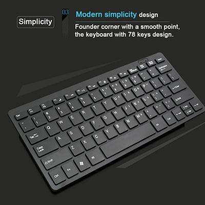 Ultra Thin USB 2.0 Wired Keyboard Mini 78 Keys Multimedia - Smarsty