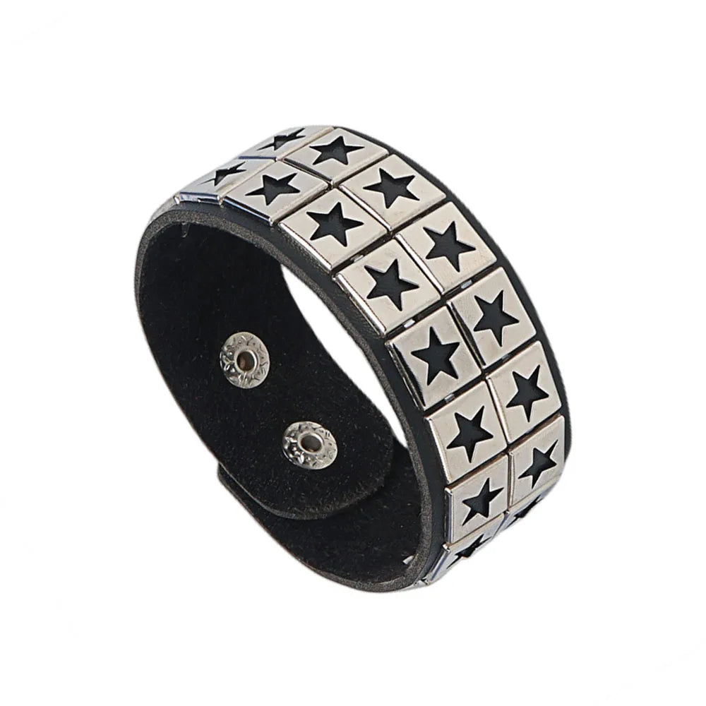 Punk Dark PU Chain Bracelet Multi Layered Fashion Jewelry - Smarsty