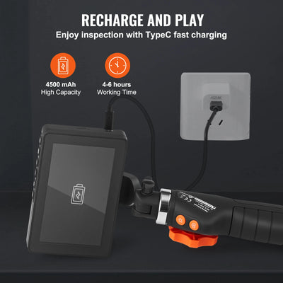 SucceBuy Articulating Borescope Camera with Light Two-way Articulated Endoscope Inspection with 6.4mm Tiny Lens 5" 1080P Screen