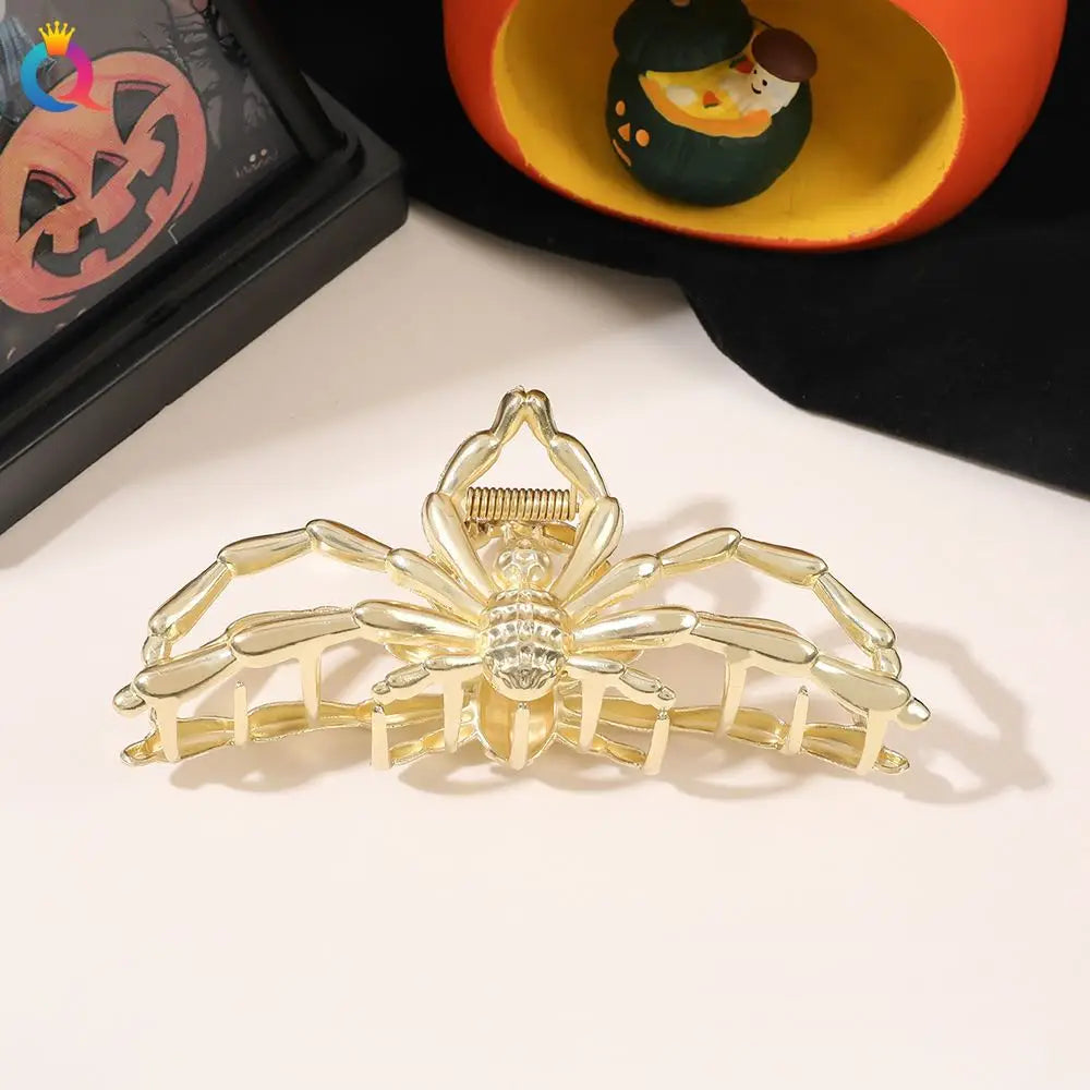 Gothic Spider Pearl Metal Hair Claw Clip Strong Hold - Smarsty