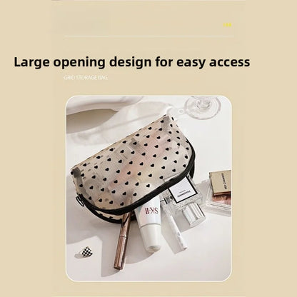 Mesh Heart Makeup Bags Waterproof Washable Organizer - Smarsty