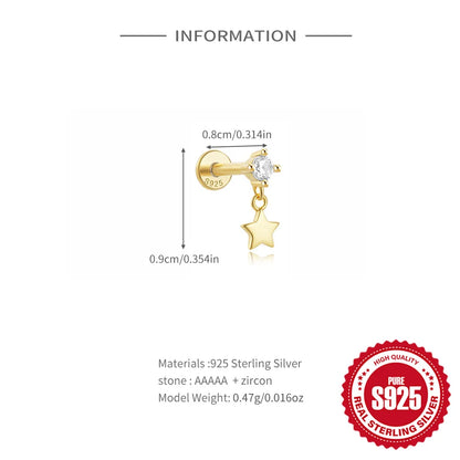 925 Sterling Silver Lotus Tassel Zircon Stud Earrings - Smarsty