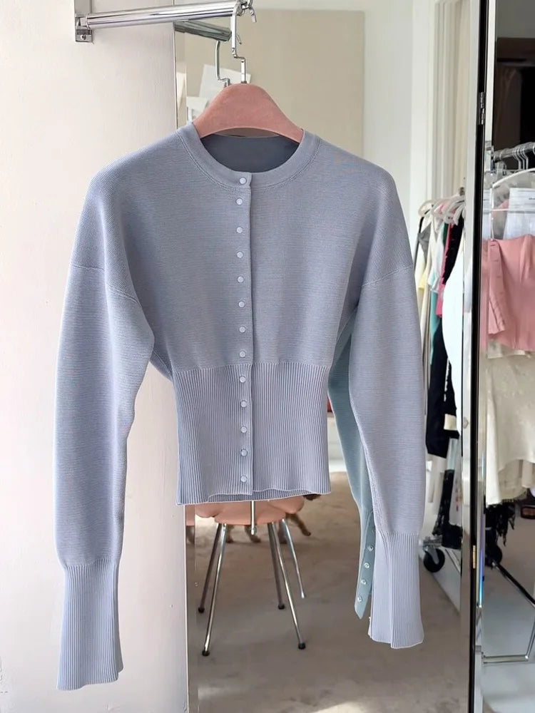 Tossy Autumn Fashion Knitwear Cardigan Top Women's Ribbed Patchwork Slim Casual Cropped Inner Top Women's Knit Cardigan Outwear - Smarsty
