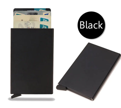 Rfid Smart Wallet Card Holder Metal Thin Slim Men Women Wallets Pop Up Minimalist Wallet Small Black Purse Vallet Walets for Men - Smarsty